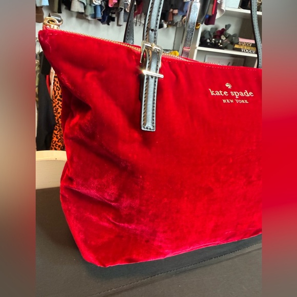 Kate Spade Cherry Red Velvet Tote - Picture 3 of 12